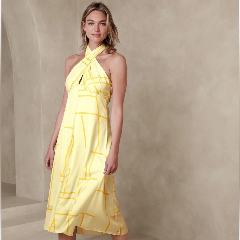 New Banana Republic Midi Dress – Yellow Lotus, Size 2P